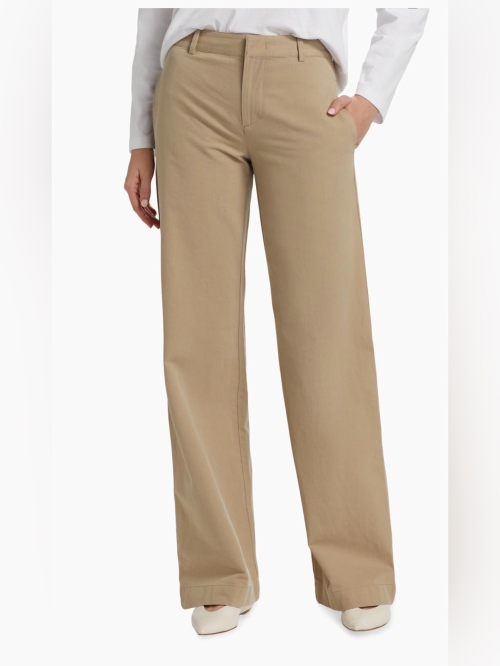 Vince. Twill Wide Leg Pant. Khaki. Size 0.